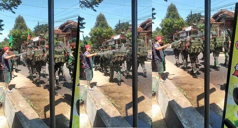 Viral Warga Semprot Rombongan TNI Saat Lewat Di Kampungnya Netizen