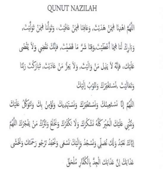 Bacaan Doa Qunut Nazilah Lengkap Tulisan Arab Latin Dan Terjemahannya
