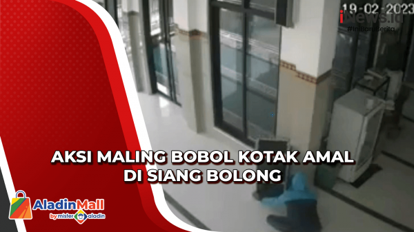 Terekam CCTV Aksi Maling Bobol Kotak Amal Di Siang Bolong