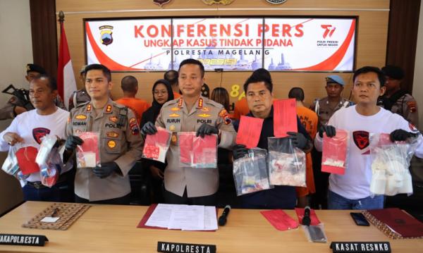 Polresta Magelang Tangkap 5 Pengedar Narkoba Sita Ratusan Gram Sabu