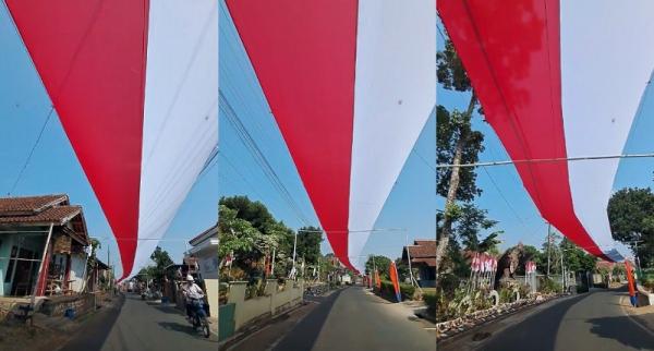 Kemeriahan HUT Ke 78 RI Unik Ada Desa Pasang Bendera Sepanjang 300 Meter