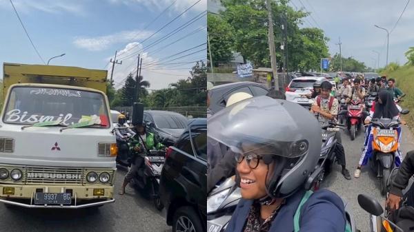 Viral Truk Dihadang Para Pelajar Pengemudi Motor Maju Kena Mundur Kena