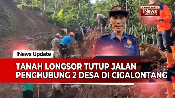 VIDEO Longsor Tutup Jalan Penghubung 2 Desa Di Cigalontang Tasikmalaya