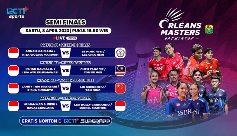 Link Live Streaming Orleans Masters 2023 Hari Ini 5 Wakil Indonesia