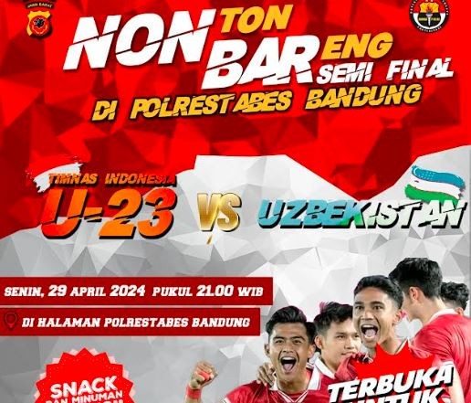 Polrestabes Bandung Gelar Nobar Timnas Indonesia vs Uzbekistan di Piala Asia U-23