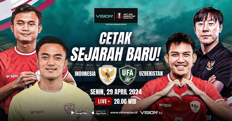 Link Live Streaming Timnas Indonesia Vs Uzbekistan di Semifinal Piala Asia U-23 2024, Saksikan di Vision+!