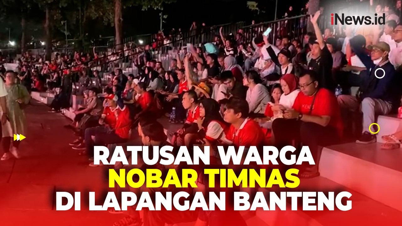 Nobar Laga Indonesia vs Uzbekistan, Ratusan Warga Mulai Berdatangan di Lapangan Banteng