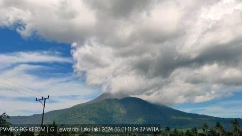 Gunung Lewotobi Laki-laki di Flores Timur Erupsi, Semburkan Abu Vulkanik 700 Meter