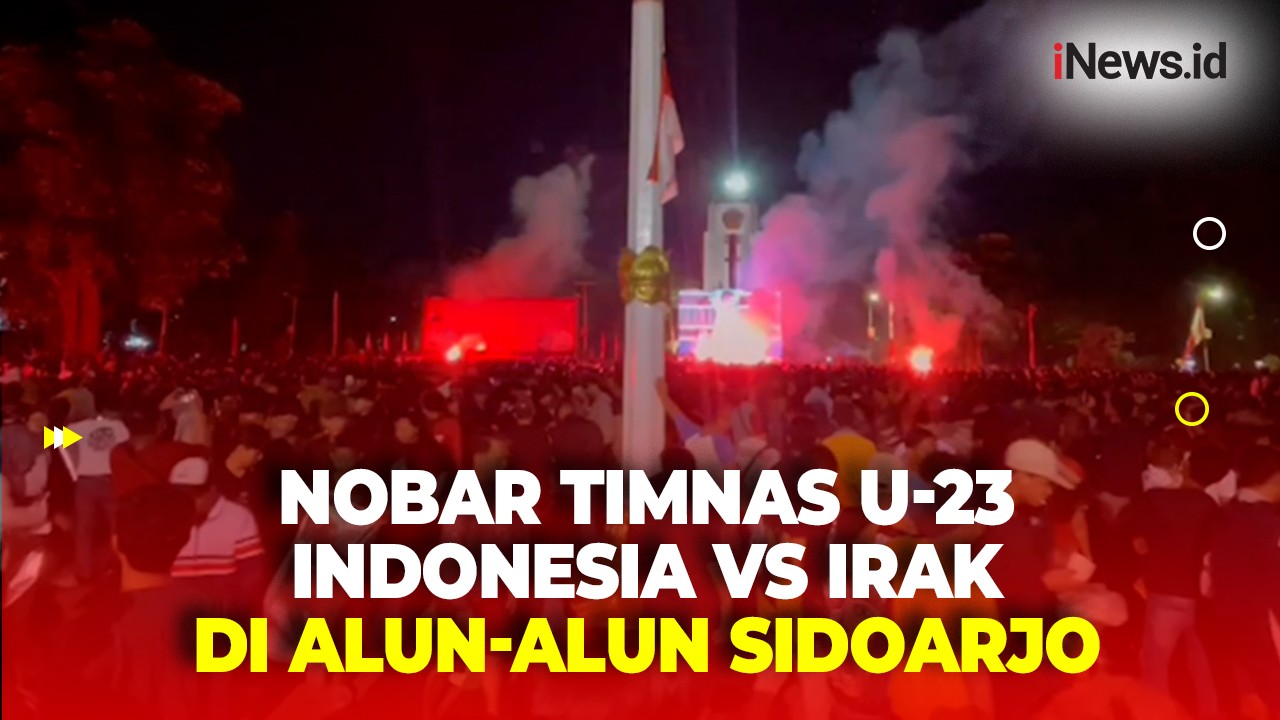 Jelang Pertandingan Timnas U-23 Indonesia vs Irak, Ribuan Warga Serbu Alun-Alun Sidoarjo