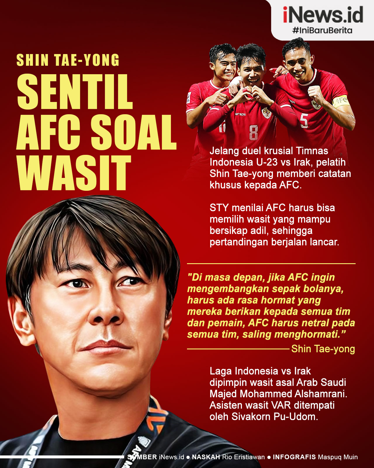 Infografis Pelatih Shin Tae-yong Sentil AFC soal Wasit