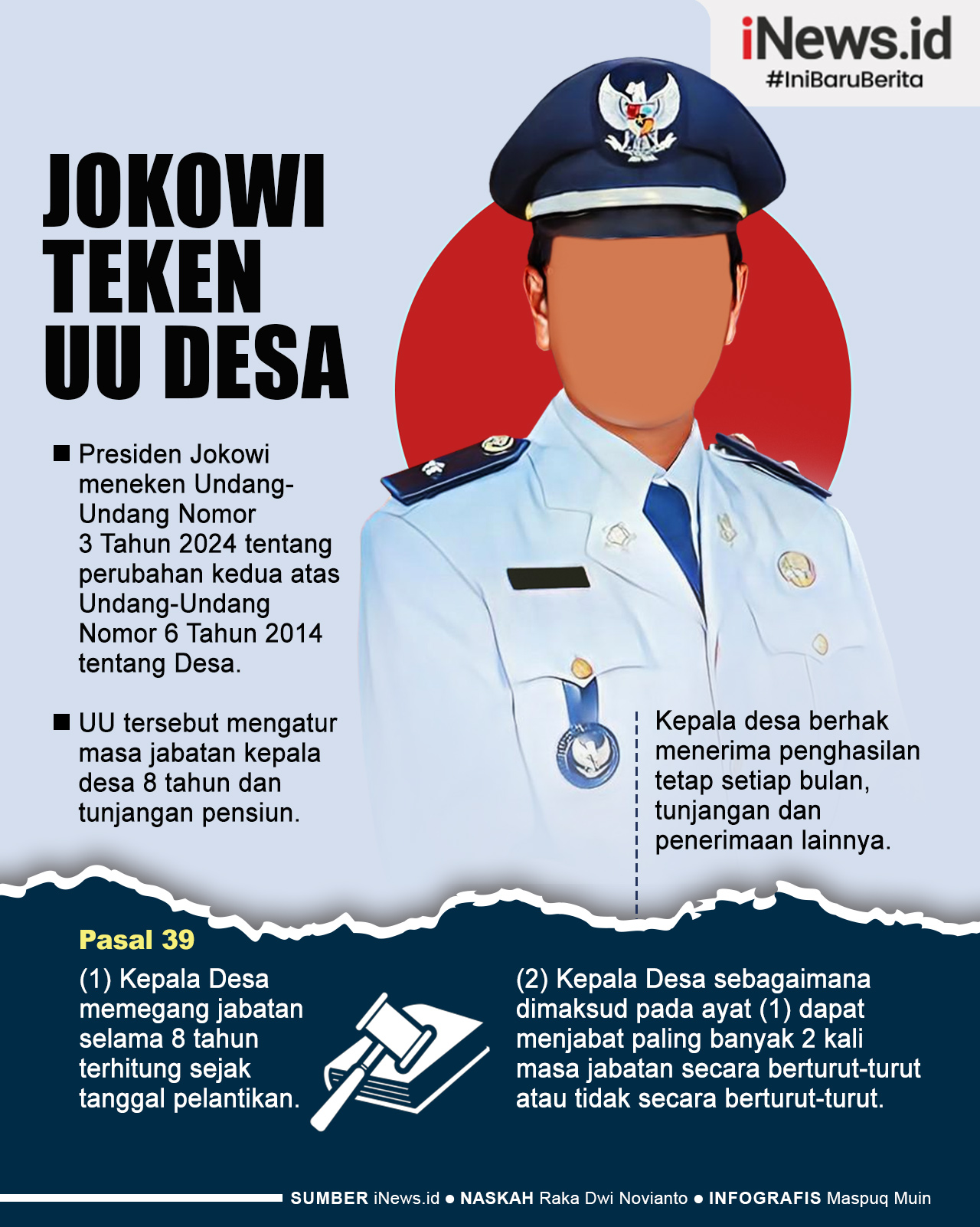 Infografis Jokowi Teken UU, Kepala Desa Jabat 8 Tahun dan Dapat Tunjangan Pensiun
