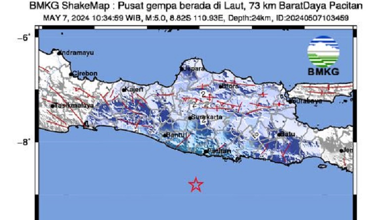 BMKG: Gempa Pacitan M5,0 Terasa hingga Bantul dan Yogyakarta
