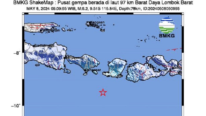 Gempa Lombok Barat M5,2 di Selatan Bali-NTB, Ini Analisis BMKG