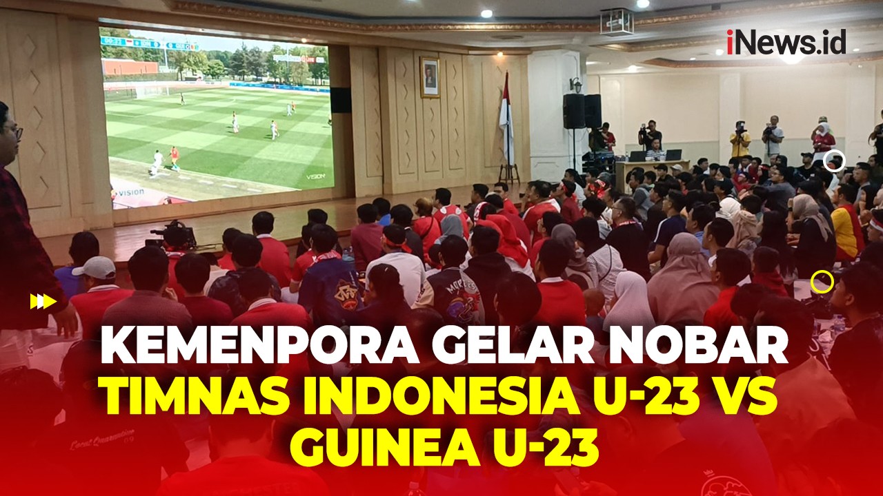 Suasana Nobar Timnas U23 Indonesia vs Guinea yang Digelar Kemenpora