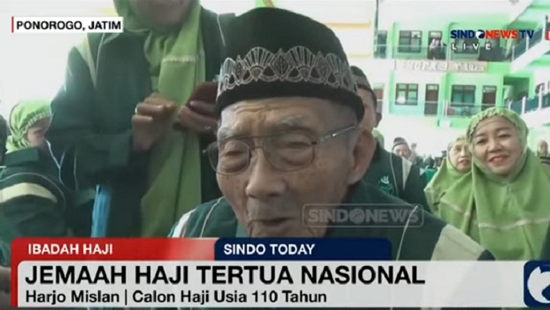 Harjo Mislan Jemaah Haji Tertua Indonesia Berusia 110 Tahun, Mantan Pejuang 45