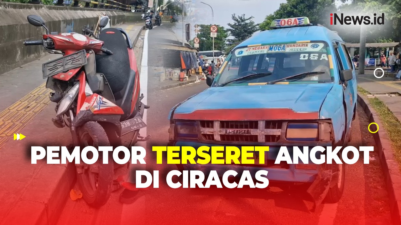 Detik-Detik Angkot Ugal-Ugalan Tabrak Sejumlah Kendaraan di Ciracas