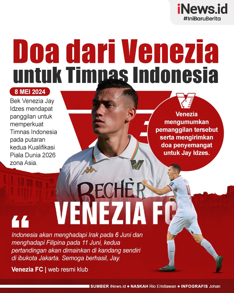 Infografis Venezia FC Kirim Doa Penyemangat untuk Jay Idzes dan Timnas Indonesia