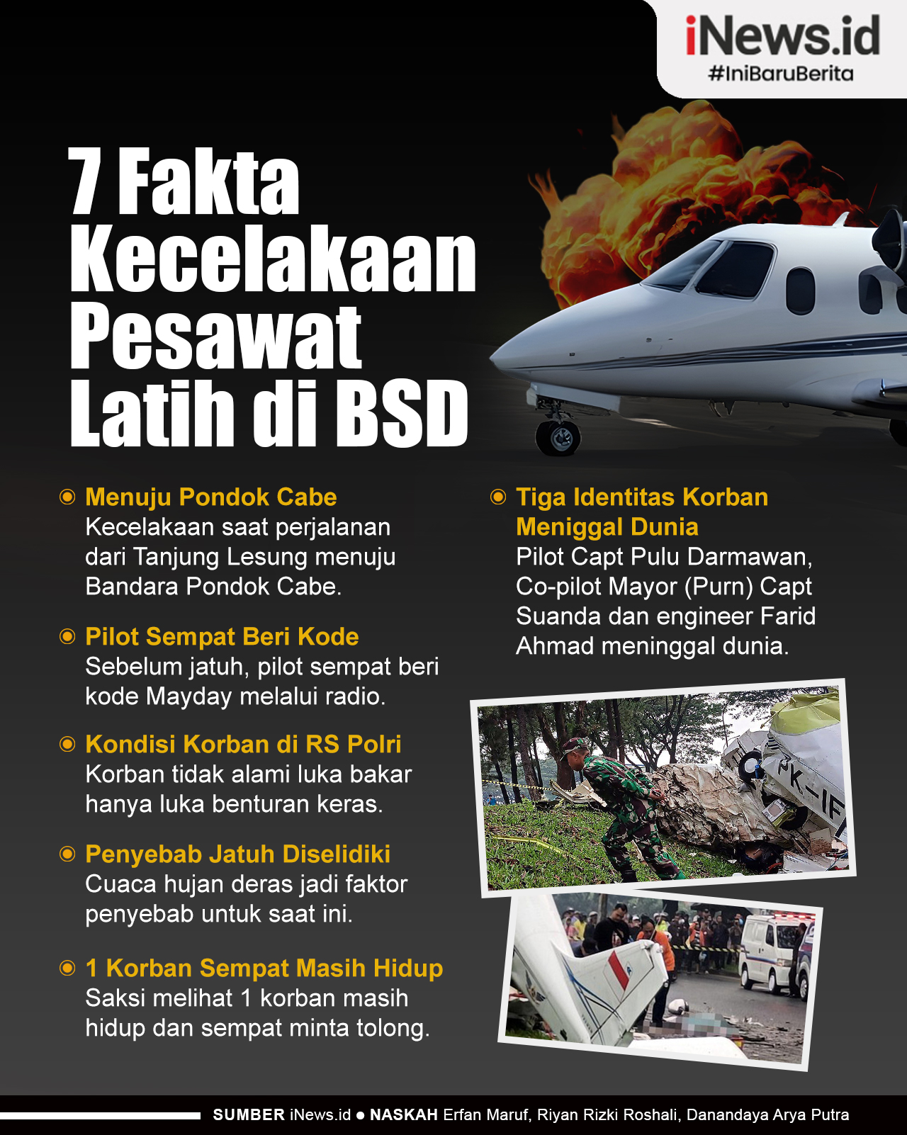 Infografis 7 Fakta Kecelakaan Pesawat Latih di BSD Tangsel