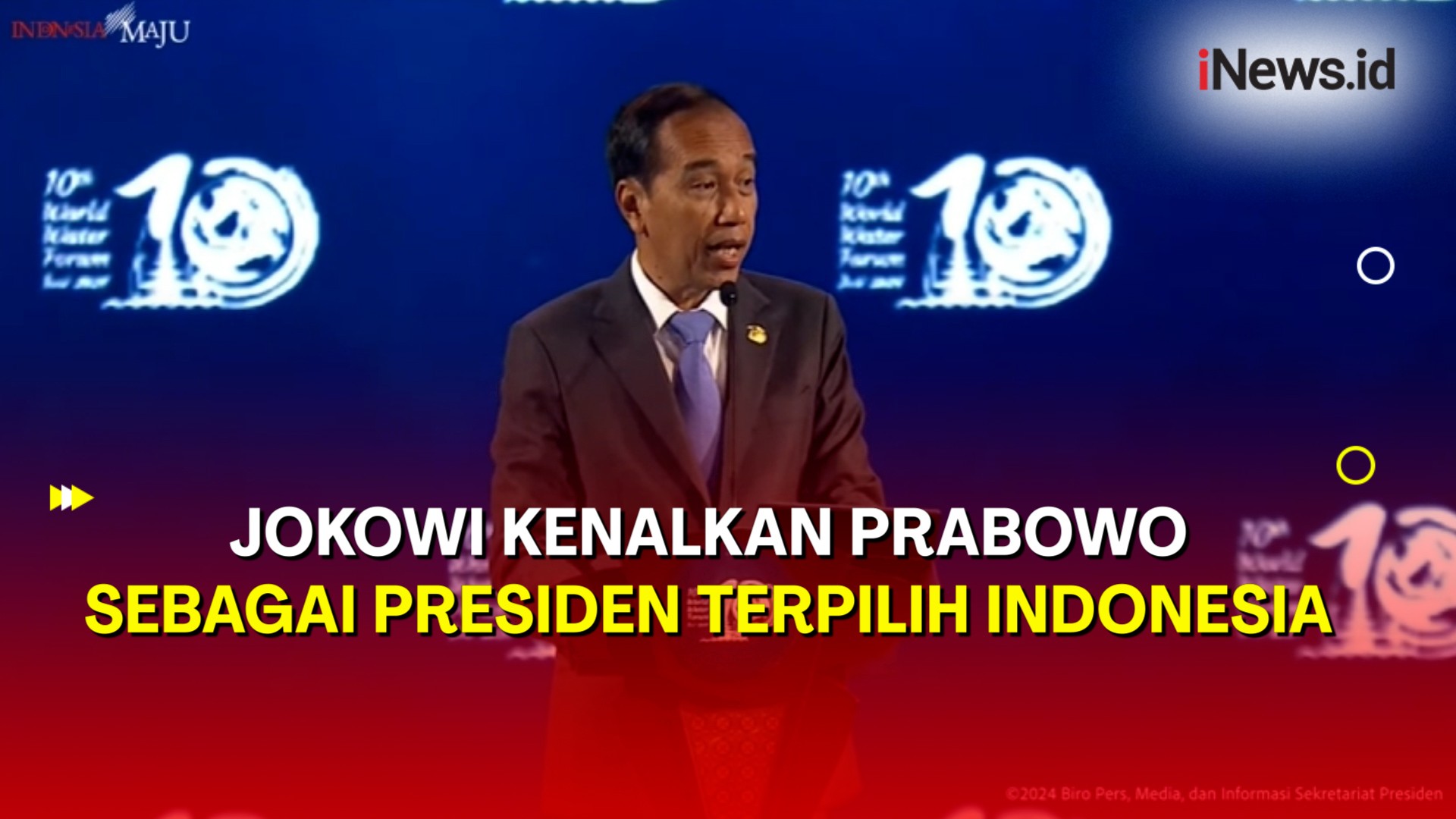 Kala Jokowi Kenalkan Prabowo sebagai Presiden Terpilih Indonesia saat Buka WWF ke-10 di Bali