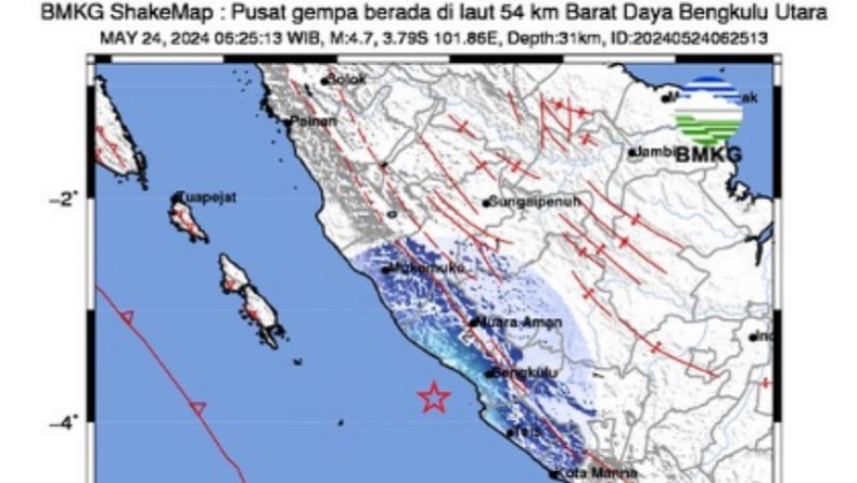 Gempa Bengkulu Utara M4,7 akibat Aktivitas Sesar Dasar Laut, Ini Analisis BMKG