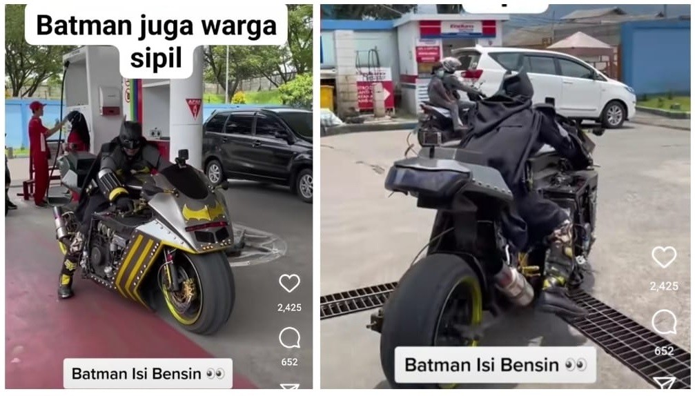 Viral Batman Isi Bensin di SPBU, Netizen: Batman Versi Kearifan Lokal