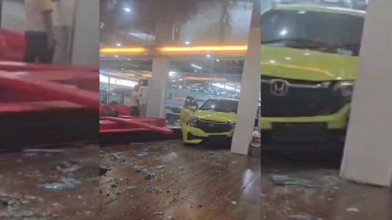 Viral OB di Palembang Tak Sengaja Injak Gas Mobil Brio, Tabrak Kaca Showroom sampai Pecah