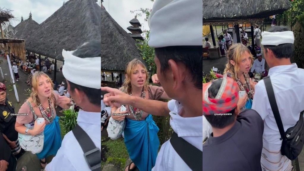 Viral Bule di Bali Ngamuk saat Dilarang Pecalang Masuk Area Pura Besakih