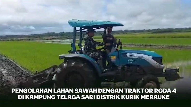 Momen Mayjen TNI Ahmad Rizal Ramdhani Bajak Sawah Gunakan Traktor di Merauke