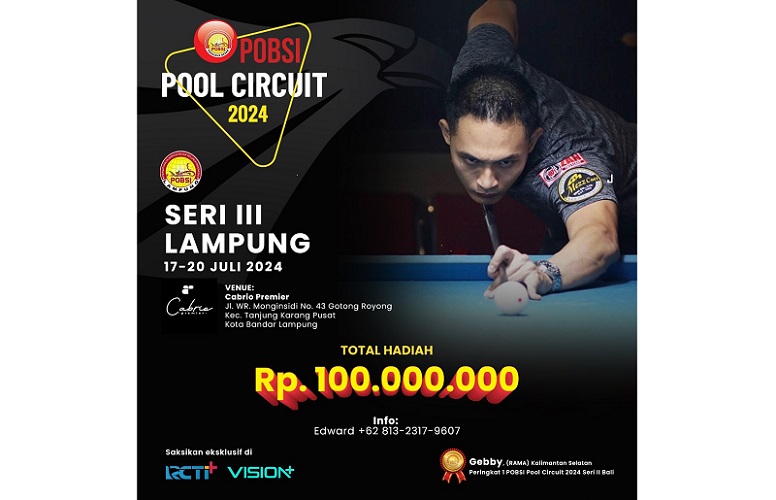 Lampung Tuan Rumah Seri Ketiga Turnamen Biliar POBSI Pool Circuit 2024