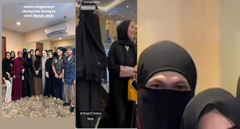 Heboh! Wanda Hara Pakai Hijab dan Cadar di Kajian Ustaz Hanan Attaki, Netizen Murka