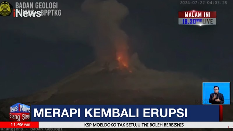 Kamera Pengawas Rekam Erupsi Gunung Merapi di Perbatasan DIY 