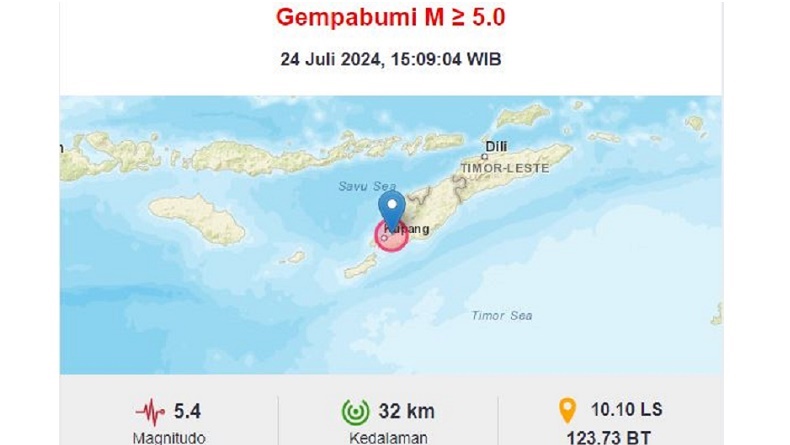 Gempa Bumi Hari Ini Magnitudo 5,4 Guncang Kupang NTT