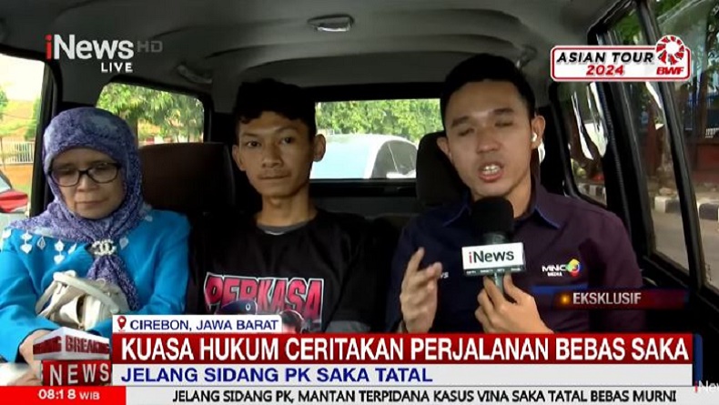 Saka Tatal Pakai Baju Hitam Bertuliskan Perkasa Jelang Sidang PK di PN Cirebon