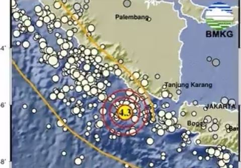 Info BMKG Gempa Terkini M 4,3 Guncang Pesisir Barat Lampung
