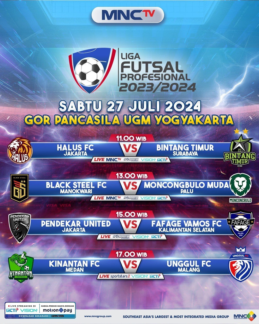 Saksikan Liga Futsal Profesional 2024 Bintang Timur Surabaya Vs Halus FC di MNCTV