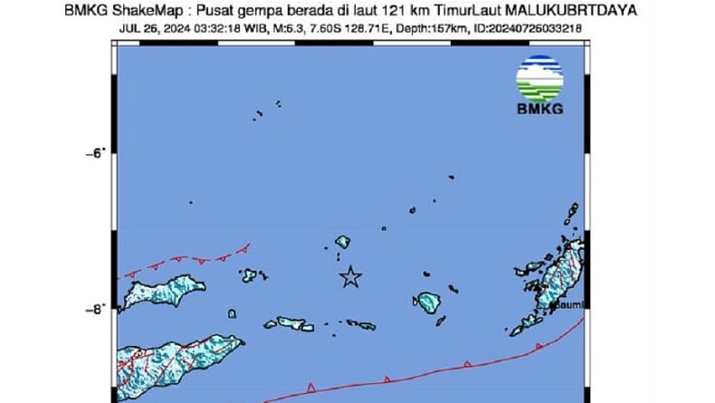 Gempa Hari Ini Magnitudo 6,3 Guncang Maluku Barat Daya