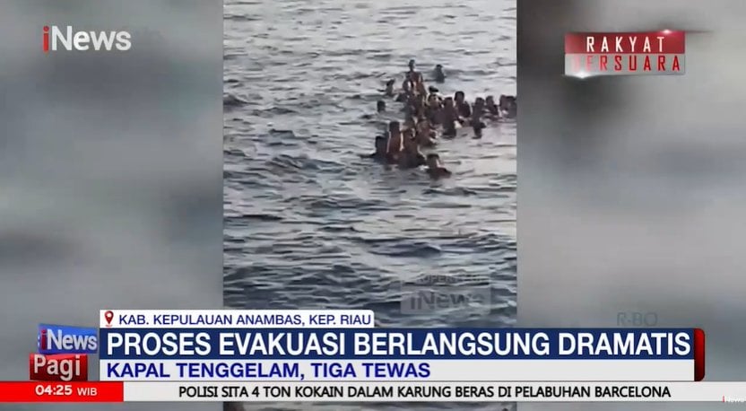 Detik-Detik Evakuasi Kapal Tenggelam di Kep. Anambas Berlangsung Dramatis, Tiga Orang Tewas