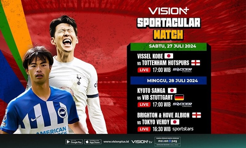 Link Live Streaming Tottenham Vs Vissel Kobe di Vision+ Sore Ini