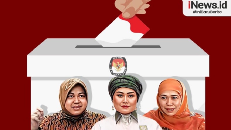 Survei Poltracking Pilgub Jatim: Elektabilitas Khofifah 55,3%, Risma 22,8%, Luluk 1,8%