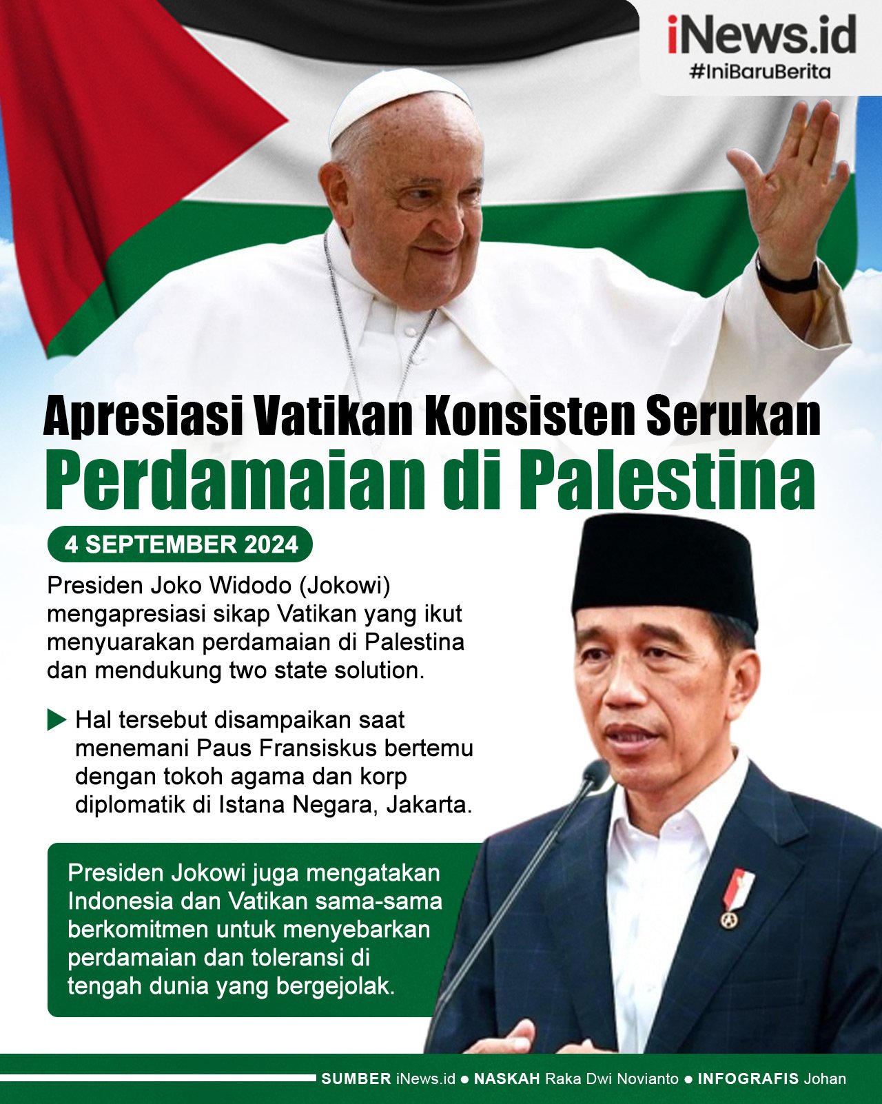 Infografis Jokowi Apresiasi Vatikan Konsisten Serukan Perdamaian di Palestina 