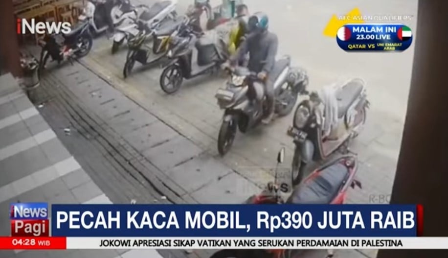 Viral Pelaku Pecahkan Kaca Mobil Terekam CCTV, Rp 390 Juta Raib