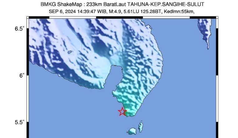 Analisis BMKG Gempa M5 Guncang Kepulauan Sangihe: Akibat Deformasi Kerak Bumi