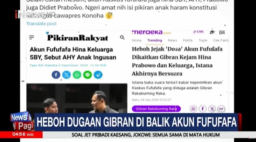 Warganet Kaitkan Gibran Sosok di Balik Akun Fufufafa