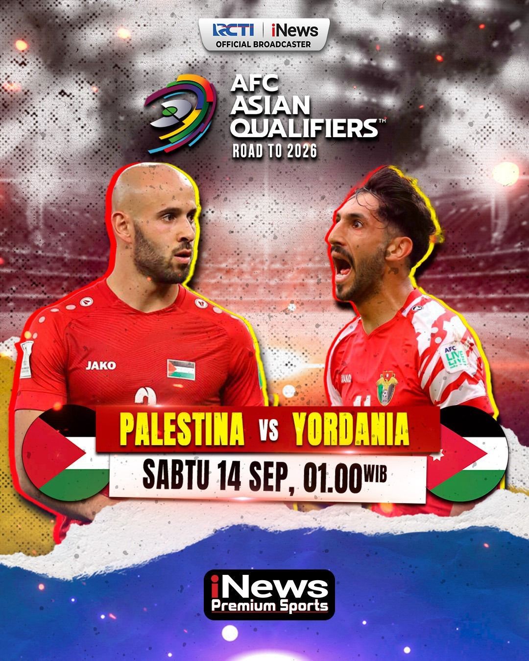 Saksikan Duel Palestina Vs Yordania di Kualifikasi Piala Dunia 2026 Zona Asia, Sabtu 01.00 WIB, Hanya di iNews