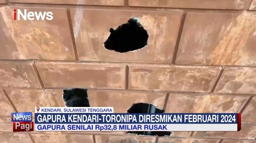 Bangunan Gapura di Kendari Telan Anggaran Rp32 Miliar Kondisinya Rusak