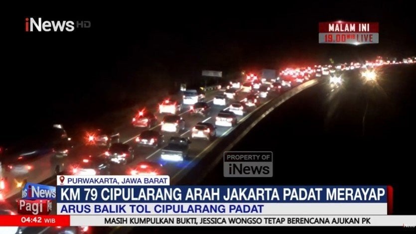 Arus Balik Tol Cipularang Padat, KM 79 Arah Jakarta Padat Merayap 