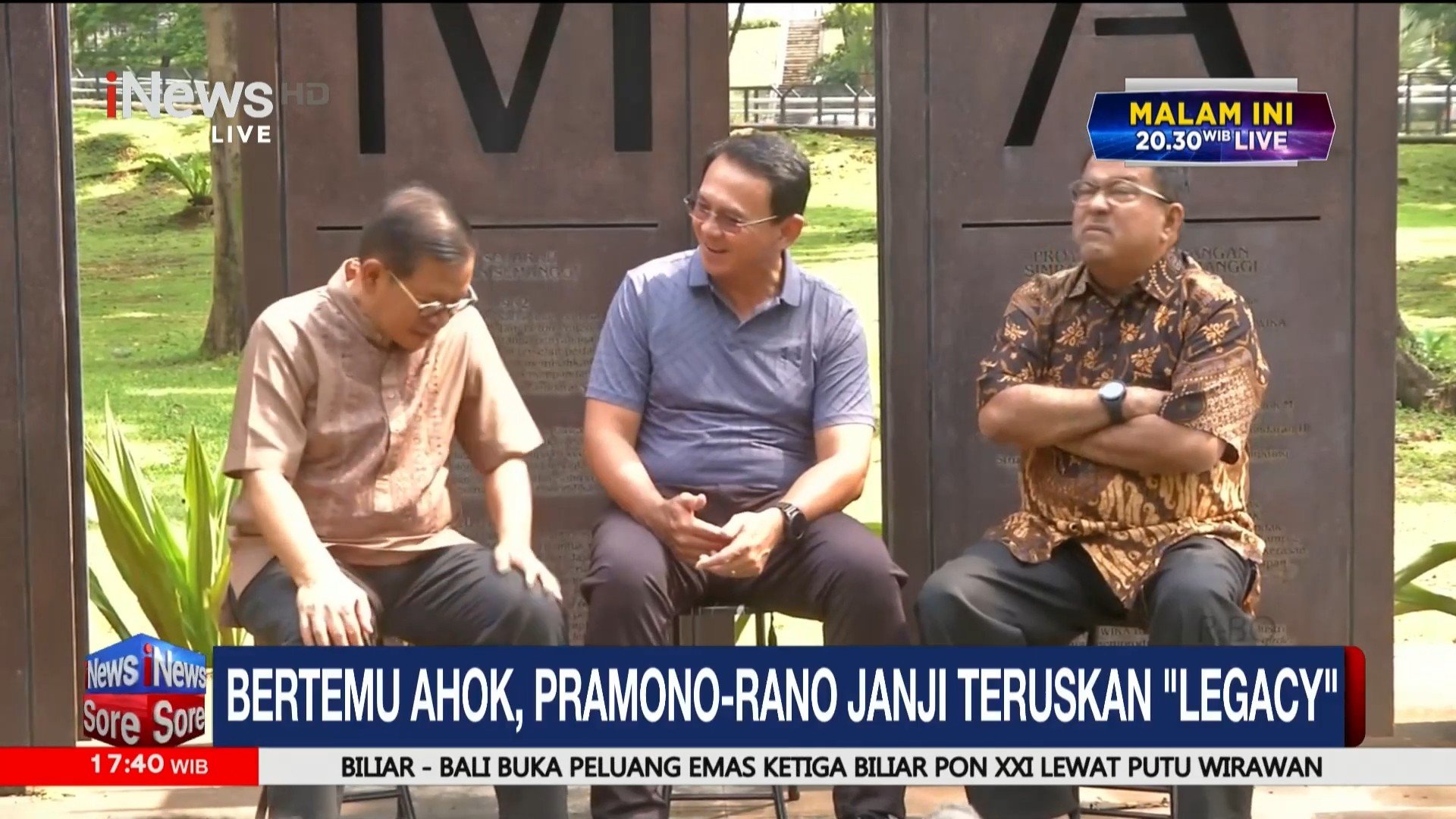 Pasangan Pramono-Rano Temui Ahok di Taman Simpang Susun Semanggi