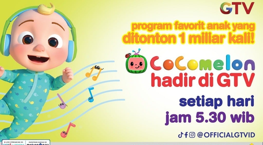 Tayang Lebih dari 1 Miliar Kali, Cocomelon kini Tayang Setiap Hari di GTV!