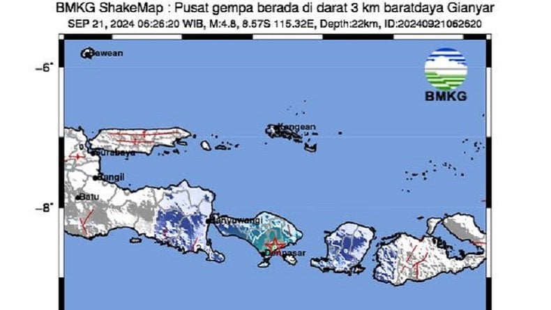 BMKG Jelaskan Penyebab Gempa Bumi M4,8 di Gianyar, akibat Aktivitas Sesar Aktif di Darat