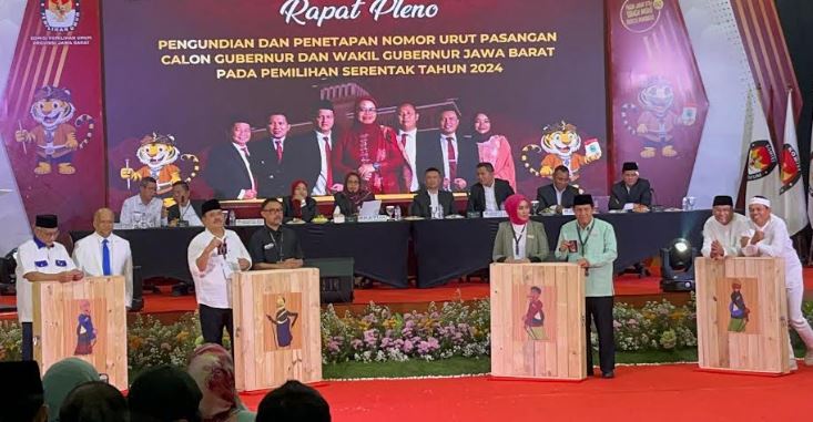 Nomor Urut Pilgub Jabar 2024: Acep-Gita 1, Jeje-Ronal 2, Syaikhu-Habibie 3, Dedi-Erwan 4